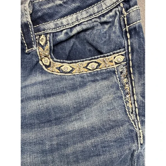 Miss Me Jeans Women 27 Blue MP7299S Mid-Rise Skinny Embellished Flap Pocket - Picture 12 of 16